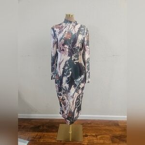 Black and White Bodycon Long Sleeve Dress